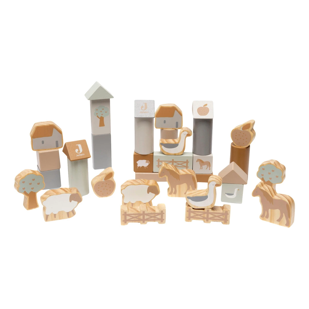 Jollein Farm Houten Blokkenset 712-603-67021 2 Jollein Farm Houten Blokkenset 712-603-67021